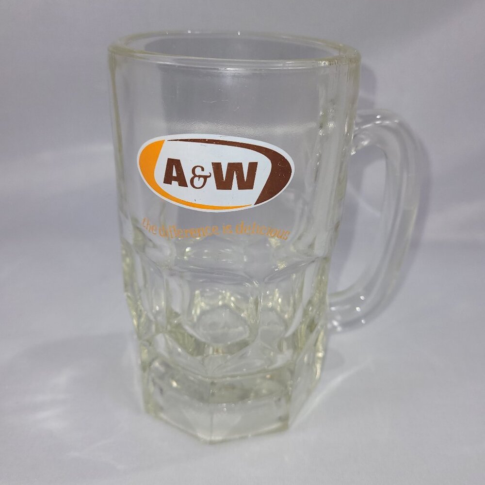 A&W Great Root Beer 1968-1982 Vintage 6" Glass Mug Restaurant Root Bear Soda